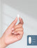Small white device held between fingers with size measurement inset.