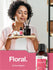 Woman holding a tray with diffusers and bottles, with 'Floral' and Horbaach branding.