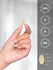 view 7 Hand holding a small yellow object with certification logos on a gray background