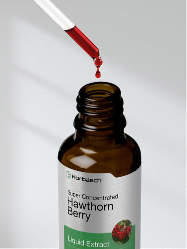 View 7 Bottle of Hawthorn Berry liquid extract with a dropper on a white background