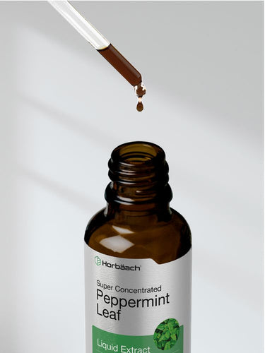 View 7 Bottle of Horbach Super Concentrated Peppermint Leaf Liquid Extract with dropper.