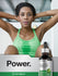 view 7 Woman in green tank top with Horbaach Green Tea supplement bottle on a 'Power.' branded background