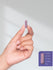 view 7 Hand holding a purple cylindrical object with size measurement inset.