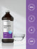 Hyaluronic Acid liquid bottle with a glass on a gray background