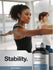 view 9 Woman exercising with a supplement bottle labeled 'Strontium Citrate' in the foreground.