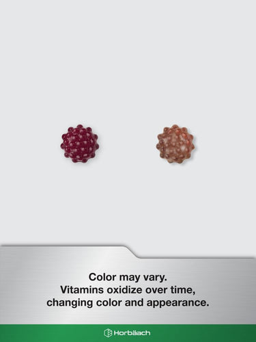 View 8 Two red capsules on a white background with text about vitamin oxidation.