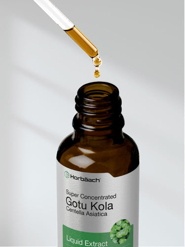 View 8 Bottle of Horbach Super Concentrated Gotu Kola Liquid Extract with dropper on a light gray background