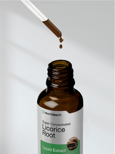 View 8 Bottle of HerbAlach Super Concentrated Licorice Root Liquid Extract with dropper on gray background
