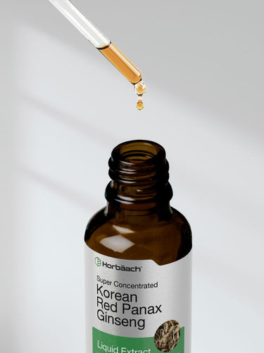 View 8 Brown glass bottle of Korean Red Panax Ginseng with dropper on a neutral background