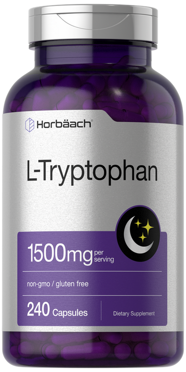 View 1 Bottle of L-Tryptophan supplement with purple and gray label