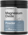 view 1 Horbaach magnesium oxide powder container with black lid and label.