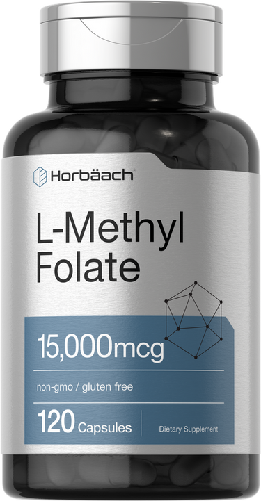 View 1 Horbaach L-Methyl Folate supplement bottle on a white background