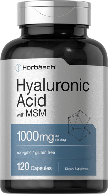 View 1 Hyaluronic Acid with MSM supplement bottle by Horbaach on a white background