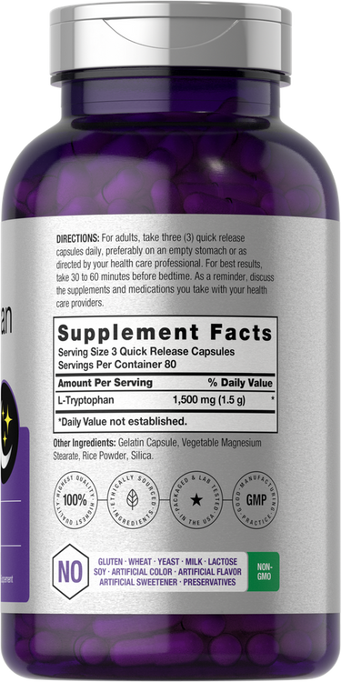 L-Tryptophan 1500mg per serving | 240 Capsules