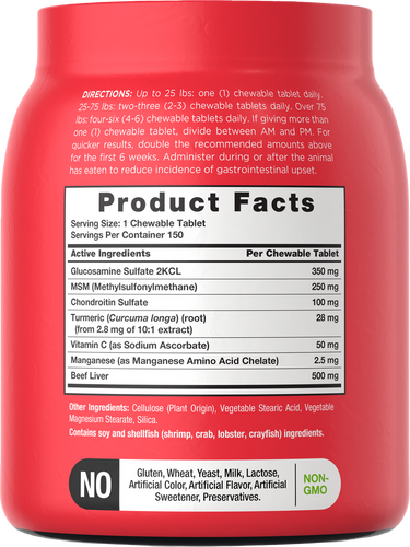 Apoyo para Caderas y Articulaciones para Perros | 150 Masticables