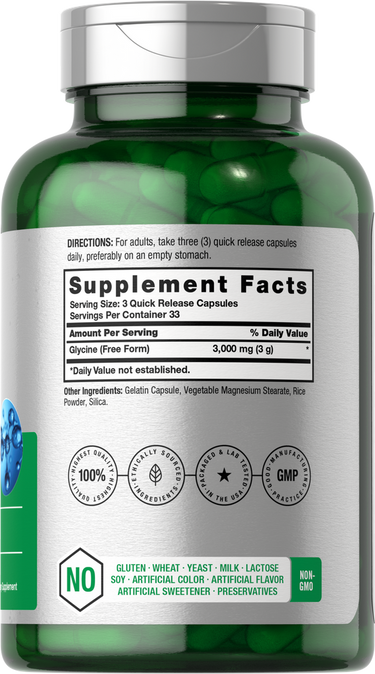 Glicina 3000mg por porção | 100 Cápsulas