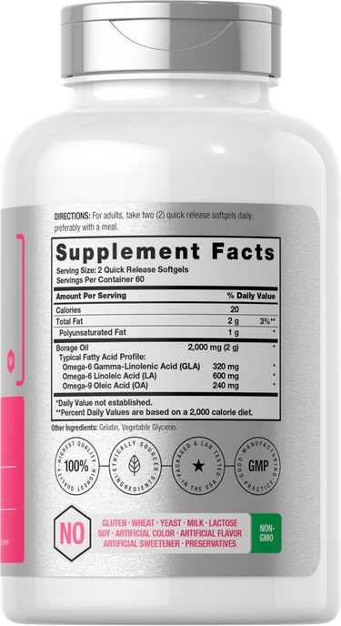 Borage Oil 2000mg per serving | 120 Softgels