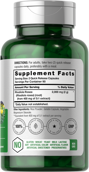 Rhodiola Rosea Root 2000mg per serving | 180 Capsules