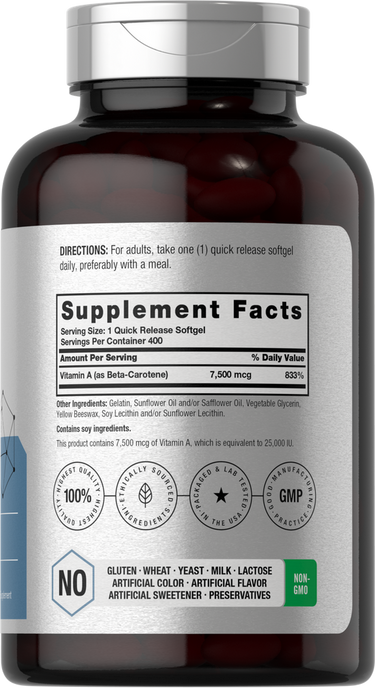 Beta Carotene 25000 IU | 400 Softgels
