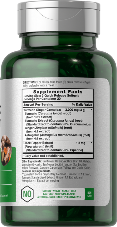 Complexe de Curcuma 3000mg par portion | 60 Gélules molles