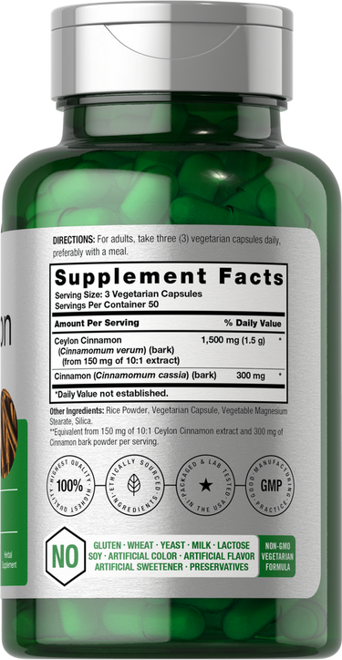 Canela 1800mg por porção | 150 Cápsulas