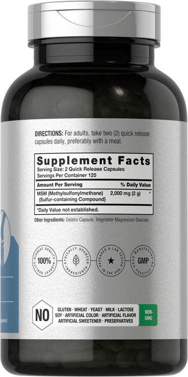 Integratore MSM 2000mg per porzione | 250 Capsule