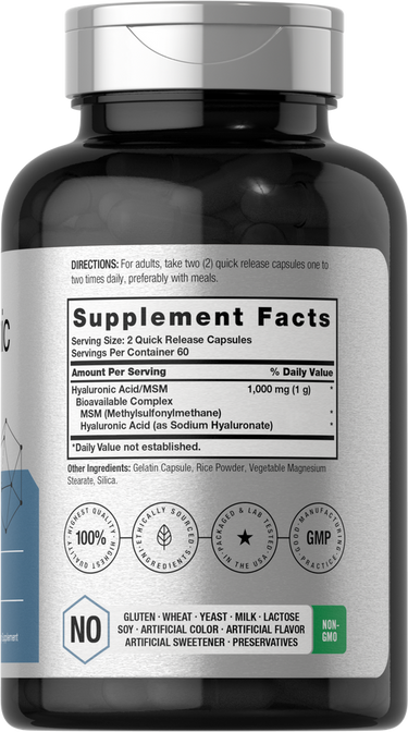 View 2 Acide Hyaluronique avec MSM 1000mg par portion | 120 Capsules