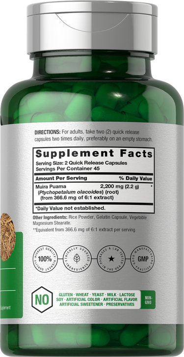 Muira Puama 2200 mg per dose | 90 Capsule