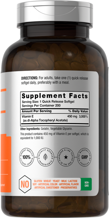 View 2 Vitamina E 450mg | 200 Cápsulas Blandas