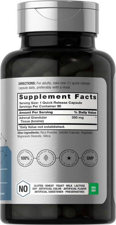 Glândula Adrenal Crua 350mg | 90 Cápsulas