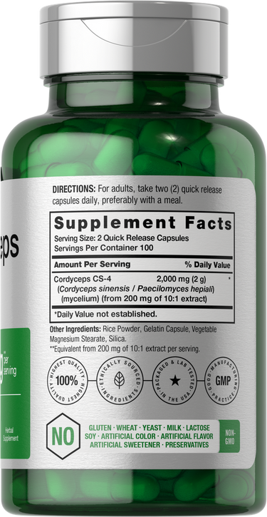 Champignon Cordyceps Sinensis 2000mg par portion | 200 Capsules