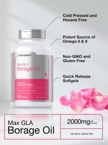 Borretschöl 2000mg pro Portion | 120 Weichkapseln