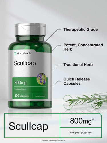 Extrait de Scullcap 800mg | 200 Capsules