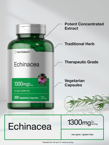 Extrait d'Échinacée 1300mg par portion | 300 Capsules