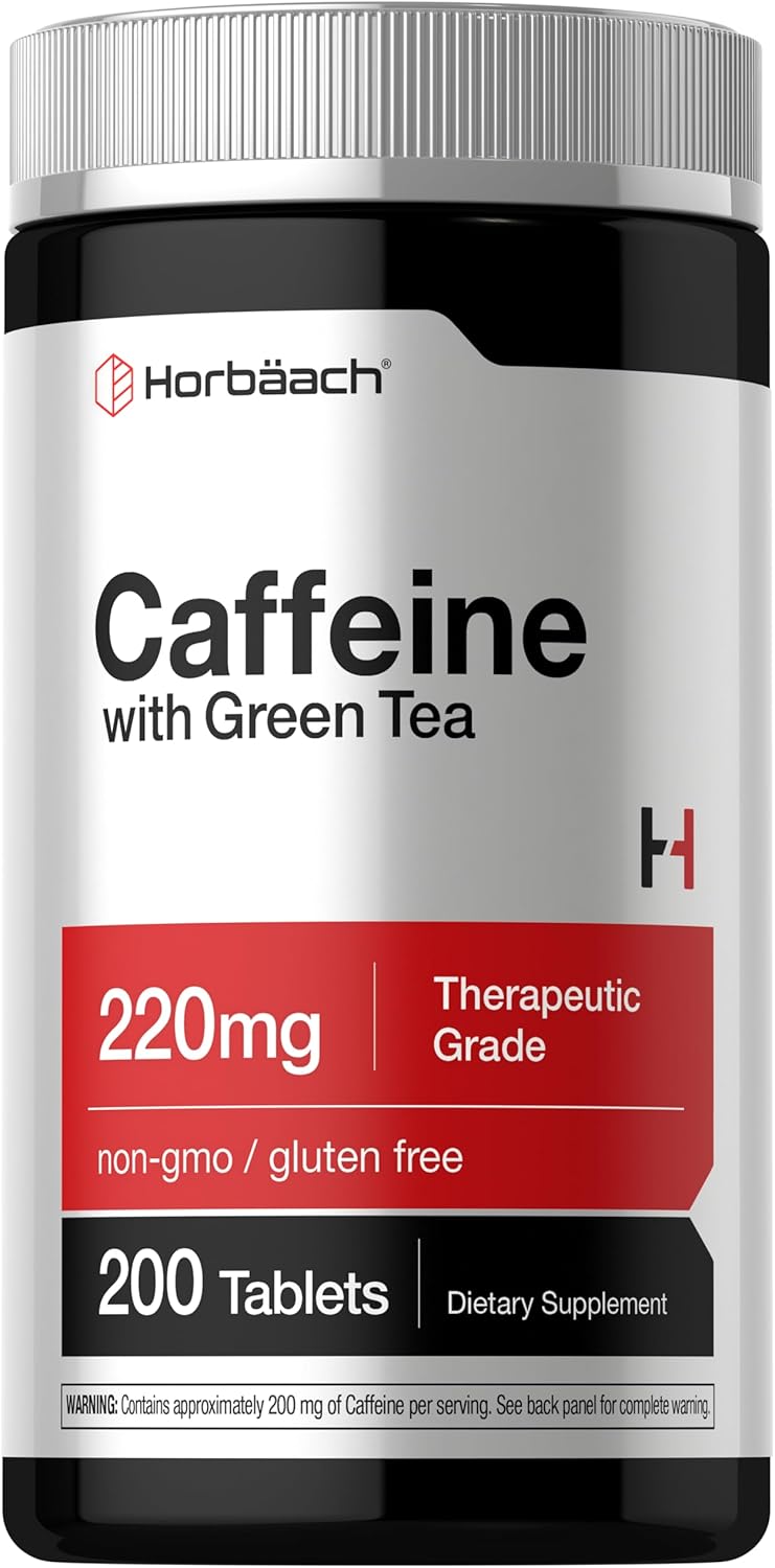 Pastillas de Cafeína 200mg | con Té Verde | 200 Tabletas