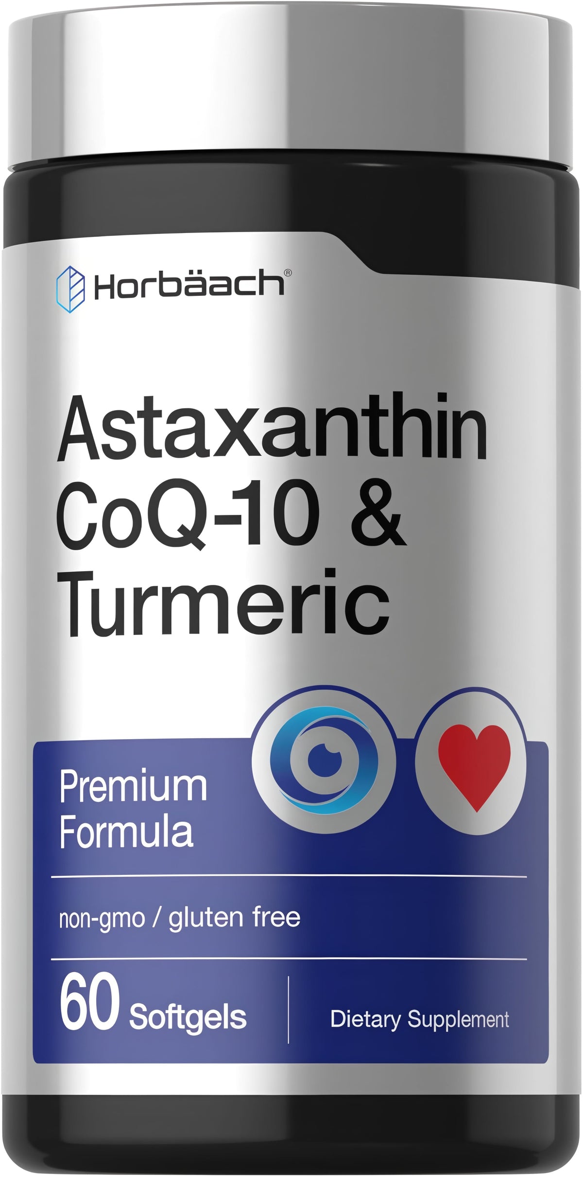Astaxanthin CoQ-10 and Turmeric 60 Softgels. Premium formula. Non-GMO and gluten-free.