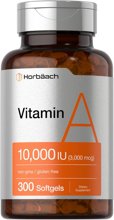 Horbaach Vitamin A supplement bottle with orange label on a white background