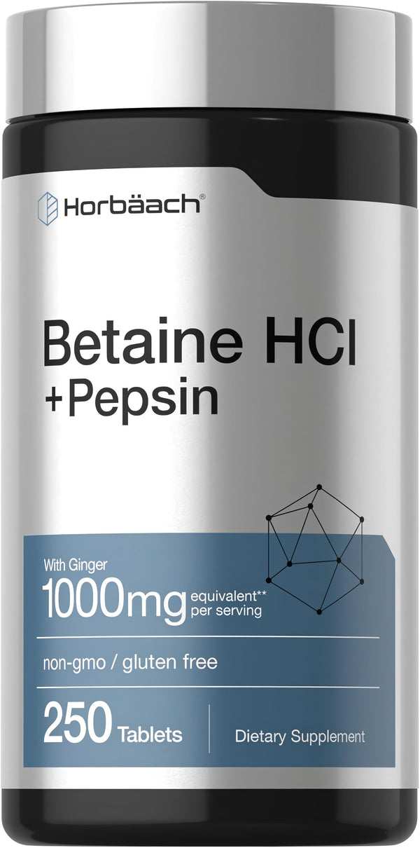 Horbäach Betaine HCl With Pepsin | 250 Tablets