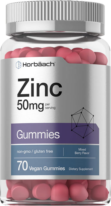 View 1 Zinc 50mg Gummies, 70 Vegan Gummies, Mixed Berry Flavor, Non-GMO and Gluten Free Dietary Supplement.