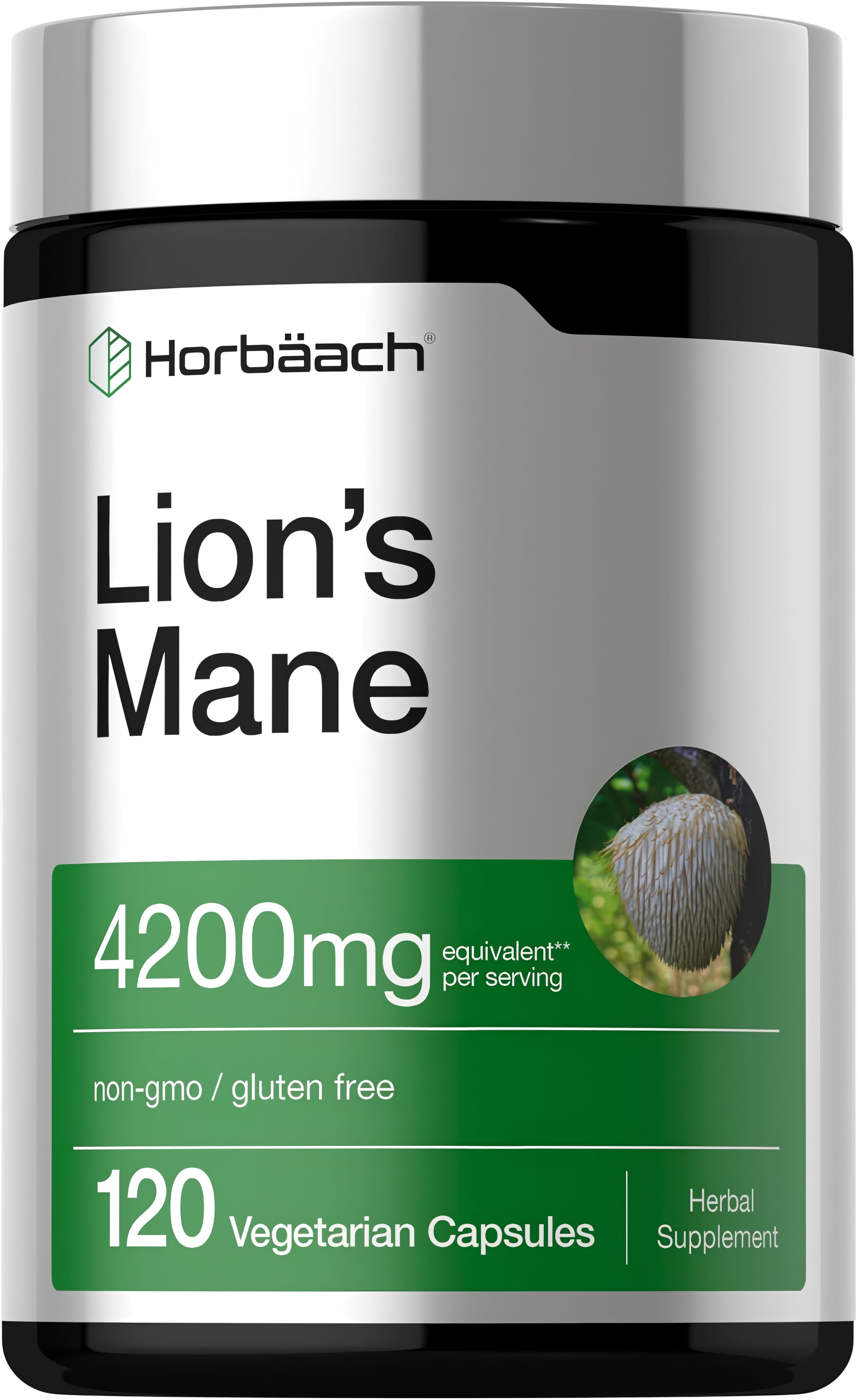 Lion's Mane 4200mg per serving, 120 Vegetarian Capsules. Non-GMO and gluten free. Herbal Supplement.