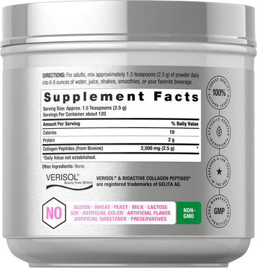 View 2 Supplement Facts panel for CL Skin Rejuvenator with Verisol, 300g powder.