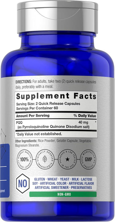 PQQ 40mg (Pyrroloquinoline Quinone) | 120 Capsules