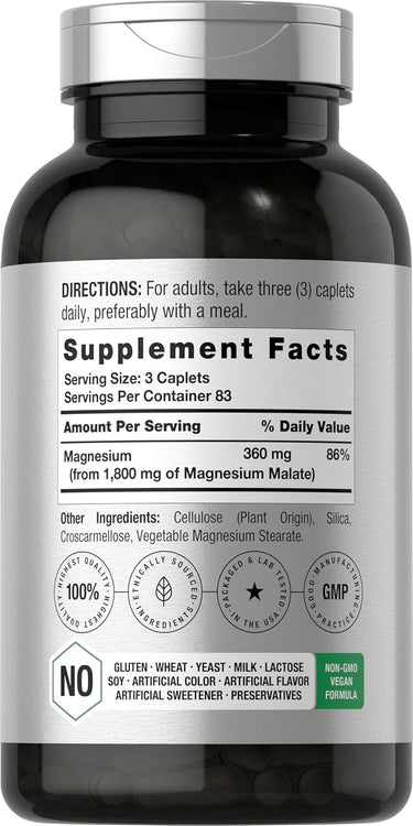 View 2 Magnesium Malate 1800mg per serving | 250 Caplets