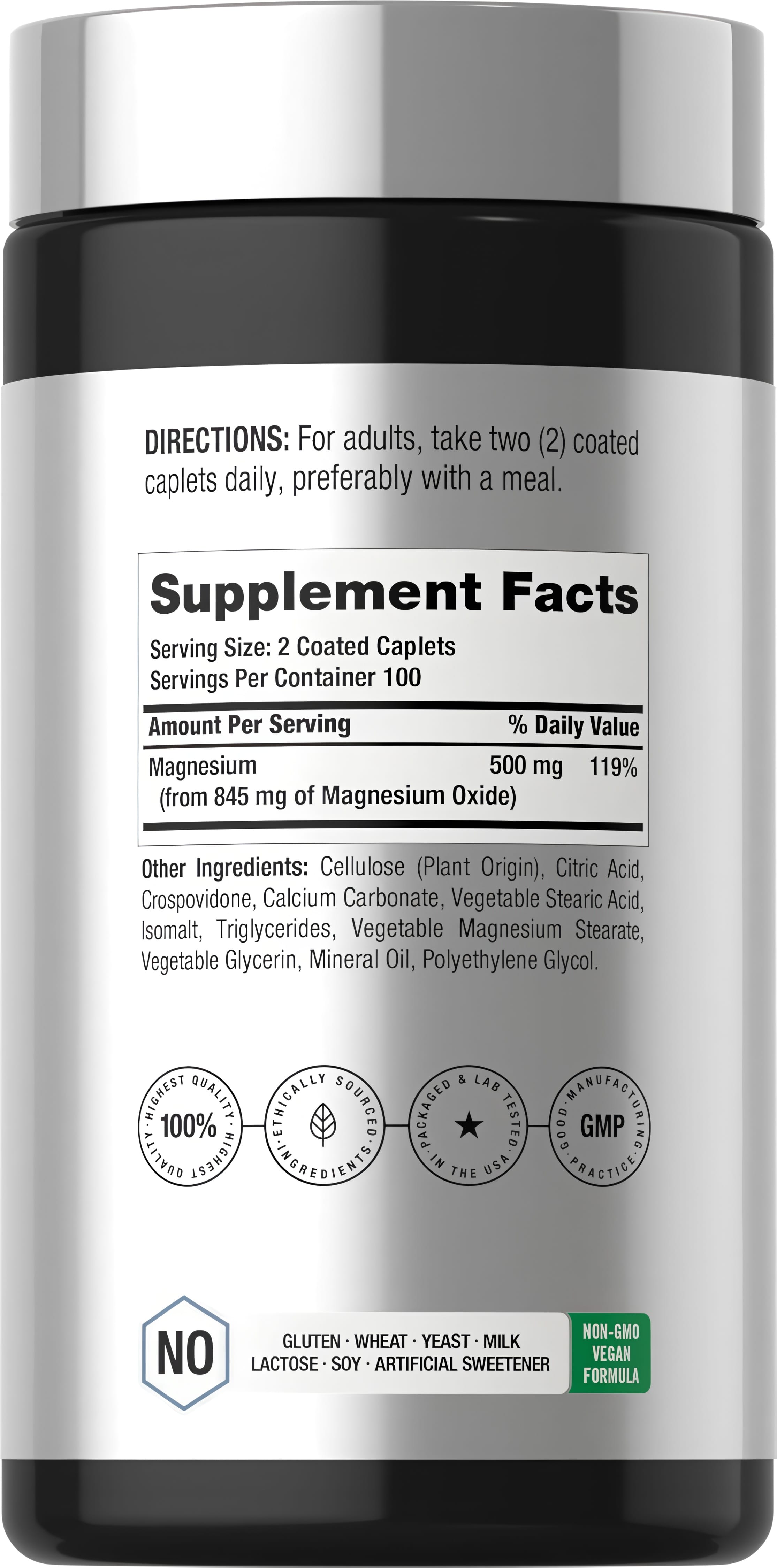 Magnesium 845 mg - 200 Vegetarian Coated Caplets
