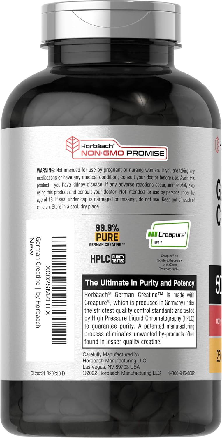 Horbaach German Creatine Monohydrate Powder – 500g – Vegetarian, Non-GMO