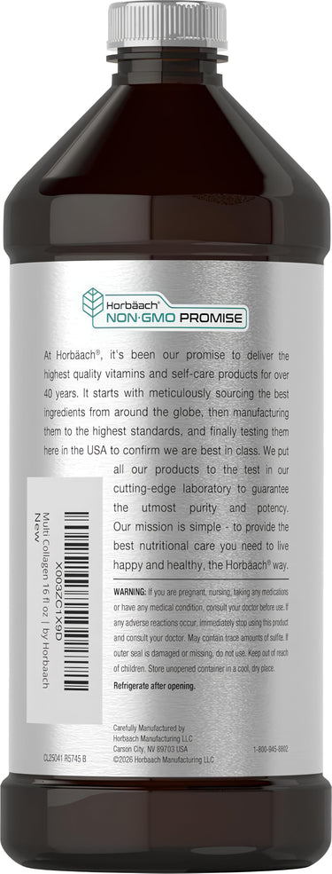 View 3 Horbaach Multi Collagen Liquid 16 fl oz bottle displayed.