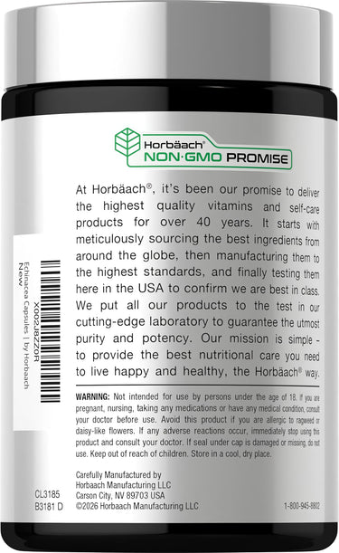 View 3 Echinacea 1300 mg 300 Capsules bottle with a Horbäach 'NON-GMO PROMISE' logo on the label.