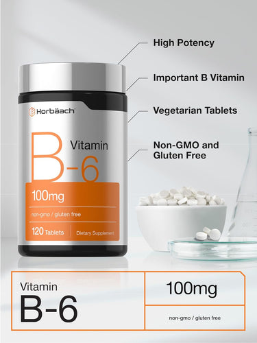 View 4 Product highlights graphic stating High Potency, Important B Vitamin, Vegetarian Tablets, Non-GMO and Gluten Free.