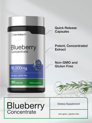 View 4 Blueberry Concentrate 16,000mg per serving, 150 Quick Release Capsules. Non-GMO, Gluten Free Dietary Supplement.