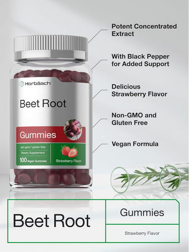 View 4 Product highlights graphic stating Potent Extract, Black Pepper for Support, Strawberry Flavor, Non-GMO & Gluten Free, Vegan Formula.